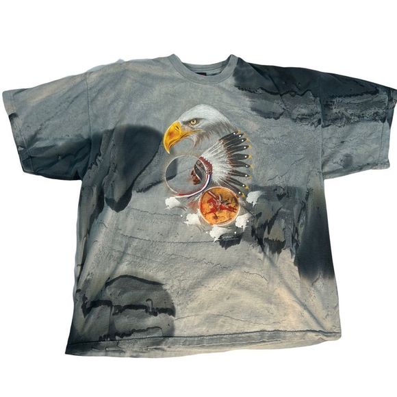 POLAR GRAPHICS Other - Unisex Jim YellowHawk CI Tang GI Eagle Native American Cotton TYE DYE 2X T-shirt